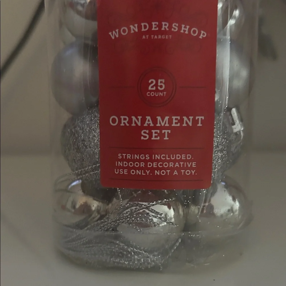 Silver Vintage Christmas Ornaments Small Set 25 count  NWT